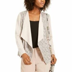 INC Printed Moleskin Mixed Media Cardigan